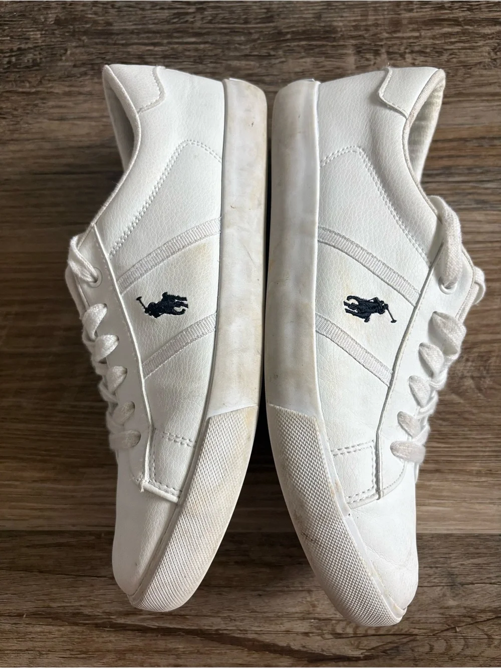 Ralph Lauren Cream Canvas Low-Top Sneakers with Navy Polo Logo